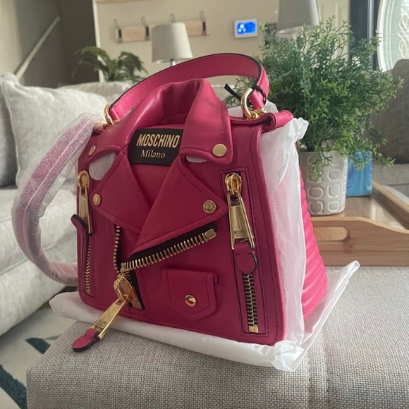 NWT Moschino Milano Biker Leather Crossbody Bag - Picture 5 of 5